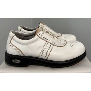 ECCO ladies women all leather golf shoe size 39 / 8-8.5 White with black Trim